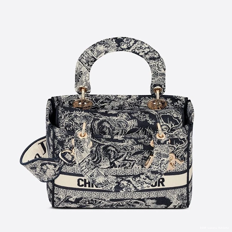 Cheap D-lite Motif de Medium Bag Blue Navy Lady Jouy Toile Canvas 0806 Luxury